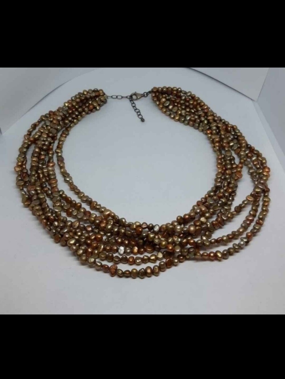 Silpada 8-Strand Shades of Gold Cultured Pearl Necklace Sterling 925